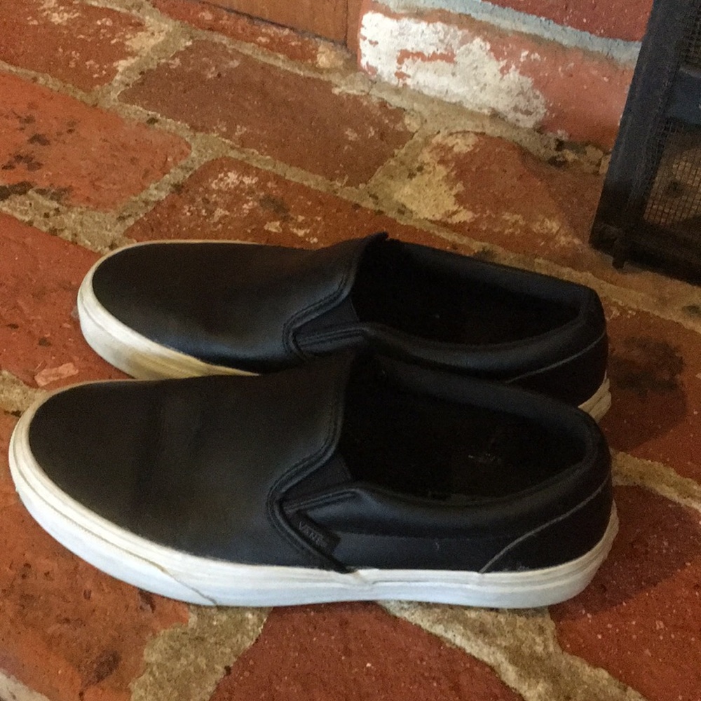 Black Leather Slip-on Vans